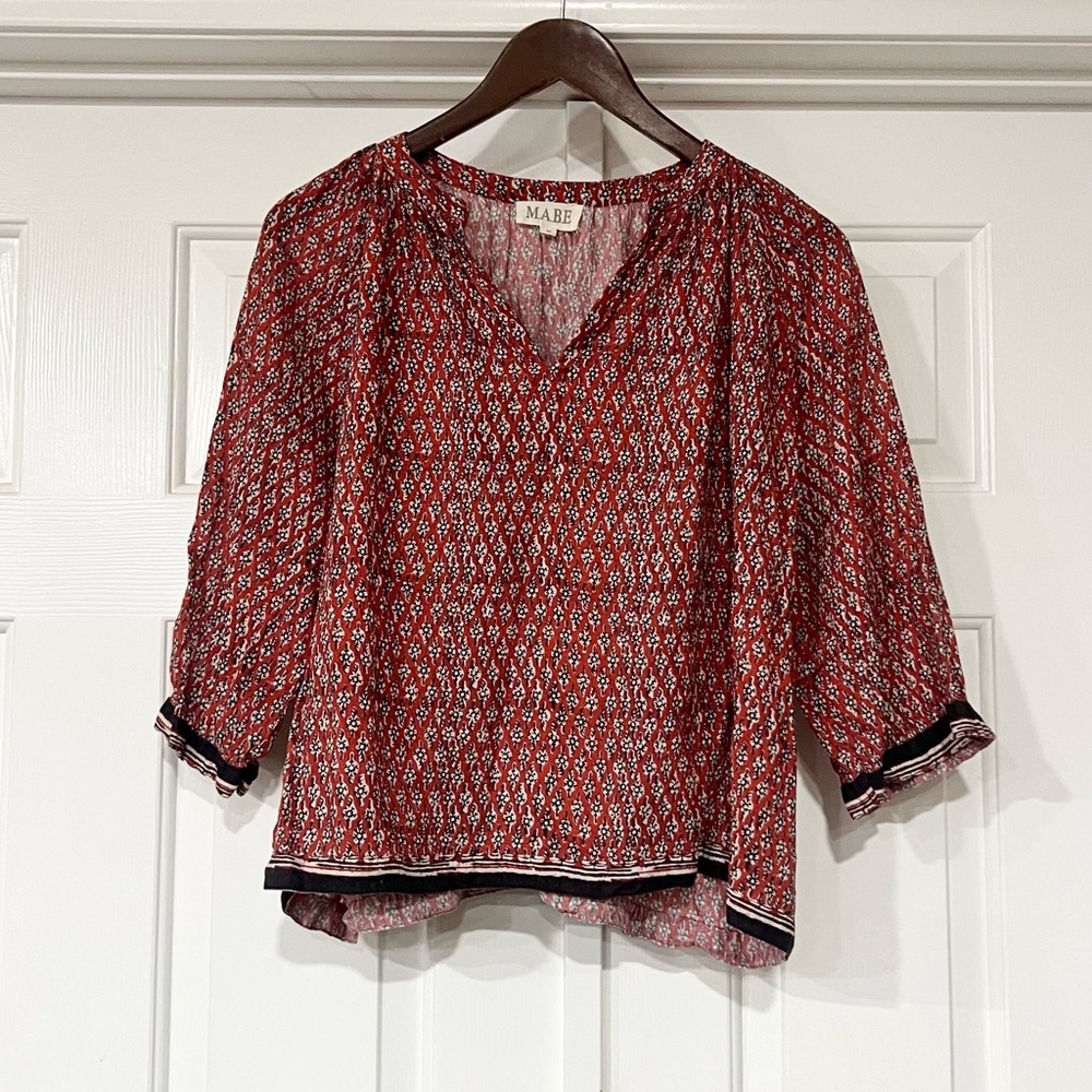 Women's Red Patterned Blouse